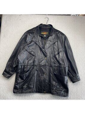 Vintage 90's Dimitri Leather Jacket Utility Coat Men Sz XL Euro Grunge Black